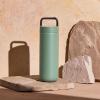 image:imageFellow 20 oz Carter Carry Water Bottle  LeakProof Lid Vacuum Insulated Stainless Steel Tumbler Keeps Heat for 12 HoursStays Cold for 24 Hours Stainless Steel Handle Dishwasher SafeMatte GreySmoke Green