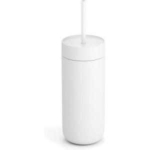 image:imageFellow 16 oz Carter Cold Travel Mug for Water Iced Tea Coffee Smoothies Iced Coffee amp more  Stainless Steel VacuumInsulated Iced Coffee tumbler with Spill Resistant lid and straw  SiennaMatte White