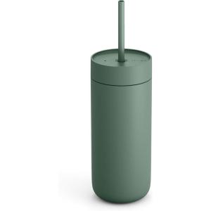 image:imageFellow 16 oz Carter Cold Travel Mug for Water Iced Tea Coffee Smoothies Iced Coffee amp more  Stainless Steel VacuumInsulated Iced Coffee tumbler with Spill Resistant lid and straw  SiennaSmoke Green
