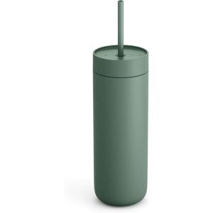 image:imageFellow 20 oz Carter Cold Tumbler  SpillResistant Straw Lid Stainless Steel VacuumInsulated Cup with Ceramic Interior and Reusable Straw for Cold DrinksFits Cup HoldersDishwasher SafeMatte WhiteSmoke Green