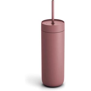 image:imageFellow 20 oz Carter Cold Tumbler  SpillResistant Straw Lid Stainless Steel VacuumInsulated Cup with Ceramic Interior and Reusable Straw for Cold DrinksFits Cup HoldersDishwasher SafeMatte WhiteDesert Rose