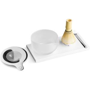 image:imageFellow Matcha Set Complete Matcha Tea Kit with Ceramic Bowl Bamboo Whisk amp Stand Stainless Steel Spoon Sifter amp Tea Tray Matte White SetMatte White