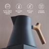 image:imageFellow Corvo EKG Pro Electric Tea Kettle  Quick Heating Precise Temperature Control Electric Kettle Scheduling Builtin Brew Timer for Boiling Water  Matte Black  09 LiterHazy Blue with Maple Handle  Lid Pull