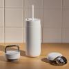 image:imageFellow 16 oz Carter Bundle 3 in 1 Travel Mug with SlideLock Move amp Cold Lids with Straw  ToGo Coffee Tumbler Ceramic Interior amp VacuumInsulated Stainless Steel  Coffee CupsMatte WhiteMatte White