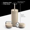 image:imageFellow 16 oz Carter Bundle 3 in 1 Travel Mug with SlideLock Move amp Cold Lids with Straw  ToGo Coffee Tumbler Ceramic Interior amp VacuumInsulated Stainless Steel  Coffee CupsMatte WhiteSand Dune