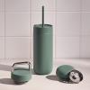 image:imageFellow 16 oz Carter Bundle 3 in 1 Travel Mug with SlideLock Move amp Cold Lids with Straw  ToGo Coffee Tumbler Ceramic Interior amp VacuumInsulated Stainless Steel  Coffee CupsMatte WhiteSmoke Green