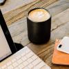 image:imageFellow Monty Milk Art Cups  Double Wall Ceramic Latte Mug 11 oz  Matte Black amp White with Graphite amp Copper Base  Set of 2