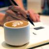 image:imageFellow Monty Milk Art Cups Bundle  Matte White with Copper Base  Double Wall Ceramic Cappuccino Mugs  65oz amp 11oz  Set of 2