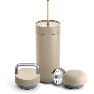 image:imageFellow 16 oz Carter Bundle 3 in 1 Travel Mug with SlideLock Move amp Cold Lids with Straw  ToGo Coffee Tumbler Ceramic Interior amp VacuumInsulated Stainless Steel  Coffee CupsMatte WhiteSand Dune