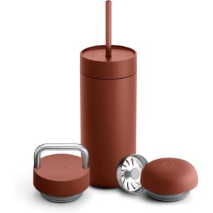 image:imageFellow 16 oz Carter Bundle 3 in 1 Travel Mug with SlideLock Move amp Cold Lids with Straw  ToGo Coffee Tumbler Ceramic Interior amp VacuumInsulated Stainless Steel  Coffee CupsMatte WhiteSienna