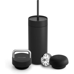 image:imageFellow 16 oz Carter Bundle 3 in 1 Travel Mug with SlideLock Move amp Cold Lids with Straw  ToGo Coffee Tumbler Ceramic Interior amp VacuumInsulated Stainless Steel  Coffee CupsMatte WhiteMatte Black