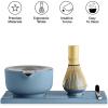 image:imageFellow Matcha Set Complete Matcha Tea Kit with Ceramic Bowl Bamboo Whisk amp Stand Stainless Steel Spoon Sifter amp Tea Tray Hazy Blue SetHazy Blue