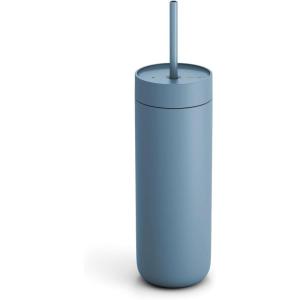 image:imageFellow 20 oz Carter Cold Tumbler  SpillResistant Straw Lid Stainless Steel VacuumInsulated Cup with Ceramic Interior and Reusable Straw for Cold Drinks Fits Cup HoldersDishwasher SafeMatte GreyHazy Blue