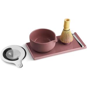 image:imageFellow Matcha Set Complete Matcha Tea Kit with Ceramic Bowl Bamboo Whisk amp Stand Stainless Steel Spoon Sifter amp Tea Tray Hazy Blue SetDesert Rose