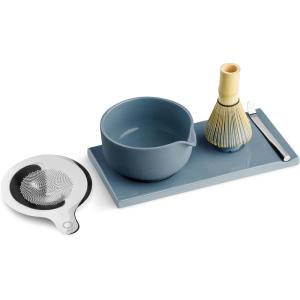 image:imageFellow Matcha Set Complete Matcha Tea Kit with Ceramic Bowl Bamboo Whisk amp Stand Stainless Steel Spoon Sifter amp Tea Tray Hazy Blue SetHazy Blue